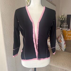 Women’s Knit Finity Black Sweater with Pink Accents